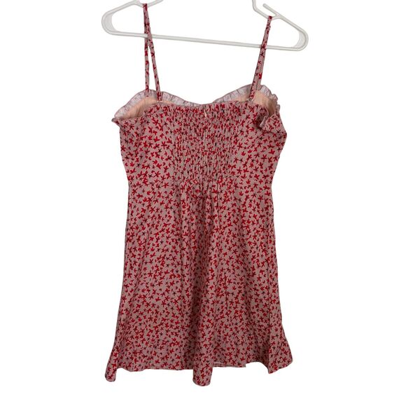Princess Polly Deniz Red Blush Floral Mini Dress Women's US 6 Smocked back - Picture 8 of 12